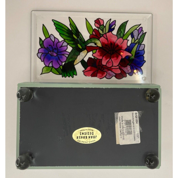 Pre-owned Hand painted Joan Baker Designs 4.75" x 2.25" Glass Box W/Mirror ONLY - Picture 6 of 9